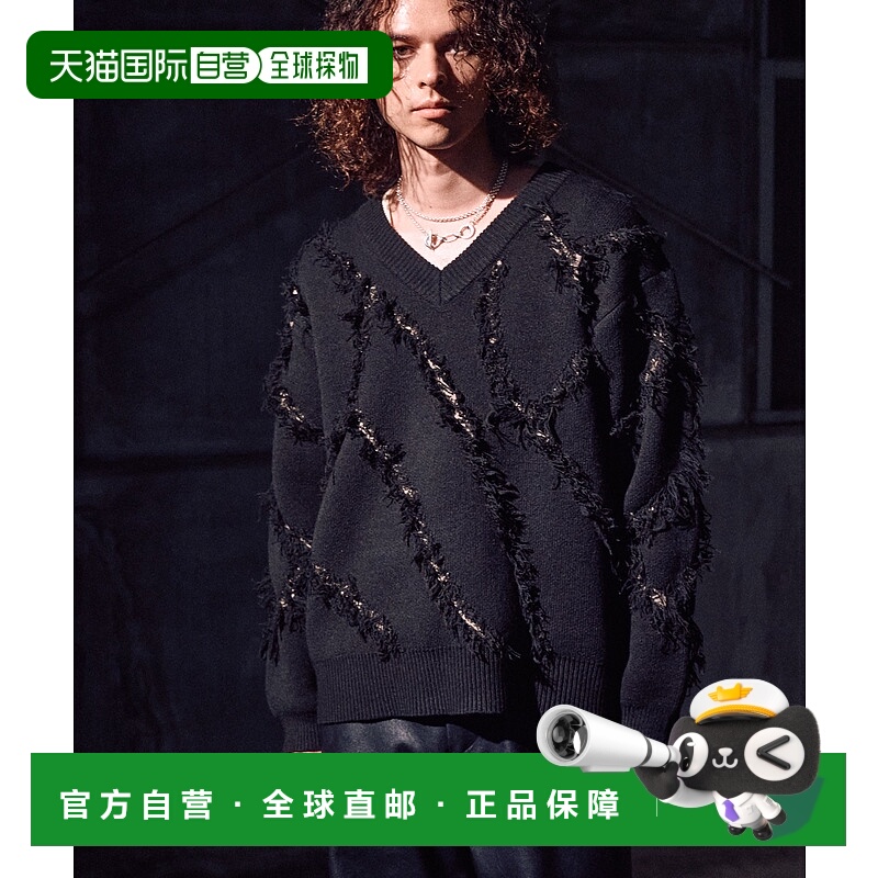 1h可退 日本直邮Casper John 男装 斜裁拼色设计V领针织衫 101255