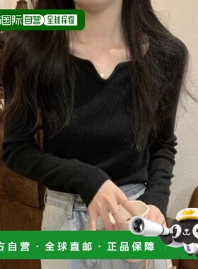 1h可退 日本直邮Alum 女士方领钥匙领修身长袖针织上衣 A10224s11