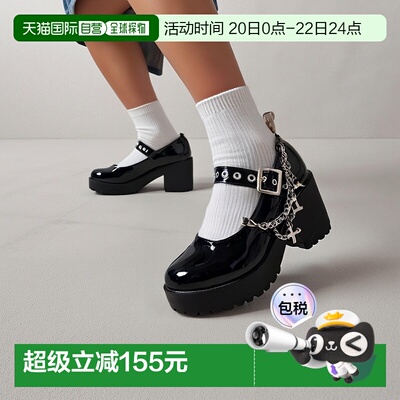 日本直邮LoveHunter 十字链条高跟鞋 /1609（黑色珐琅）玛丽珍鞋