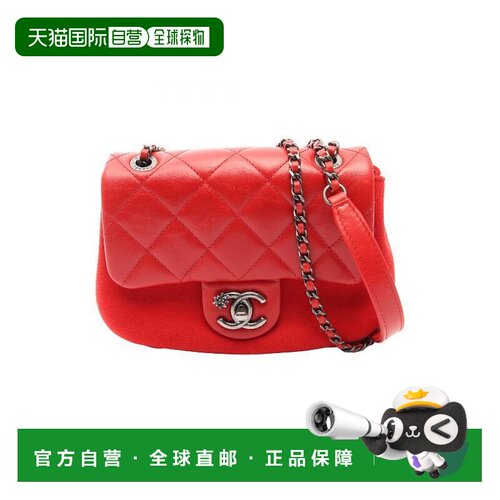 日本直邮中古Chanel香奈儿女包A级95新牛皮单肩包红色链条包