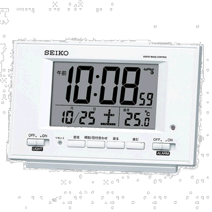 【日本直邮】精工电波电子数组闹钟 日期温度湿度显示夜光灯 珍珠