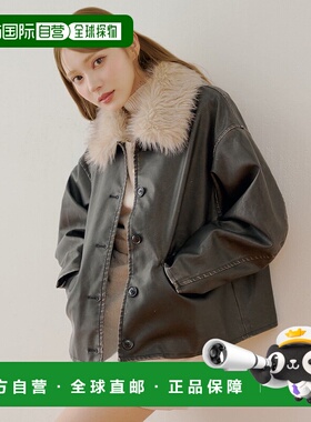 1h可退 日本直邮Chico 女装 仿皮宽松衬衫外套 可拆卸毛领设计  C