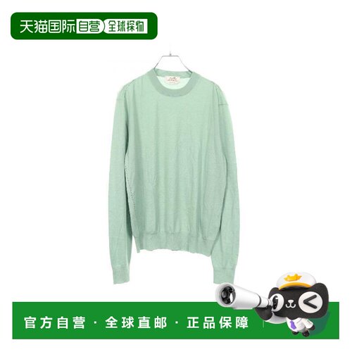 日本直邮中古Hermes爱马仕女B级9新sweater毛衣羊毛上衣绿色