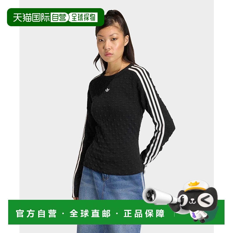 1h可退 日本直邮adidas 女装 V领修身针织上衣 半高领设计 MMB03