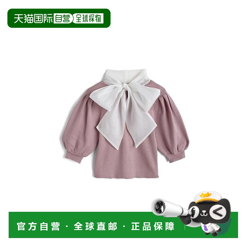 日本直邮日潮 GRL 欧根纱蝴蝶结针织上衣  kz522