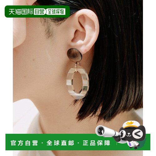 日本直邮ear PAPILLONNER 女士 木纹环形耳环 钛合金耳针 EAZ1061