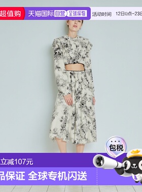 日本直邮日潮 GRL 花卉蕾丝腰部收紧喇叭裙连衣裙 kz413荷叶边