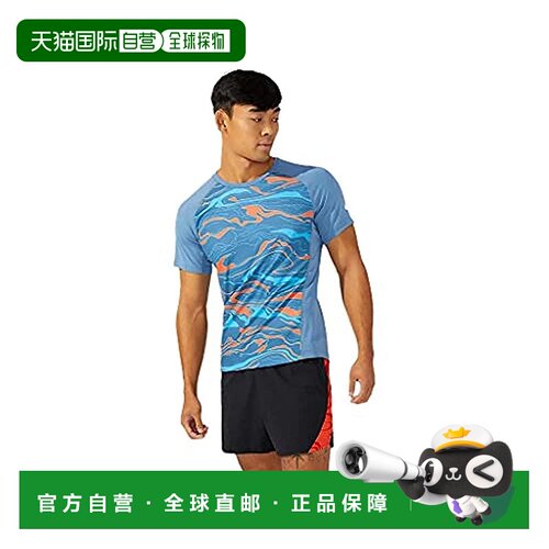 【日本直邮】ASICS 运动短袖衫SUNFLARE 2091A377男士 蓝灰 140