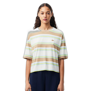 1h可退 日本直邮LACOSTE 女士条纹宽松短袖T恤 TF336310