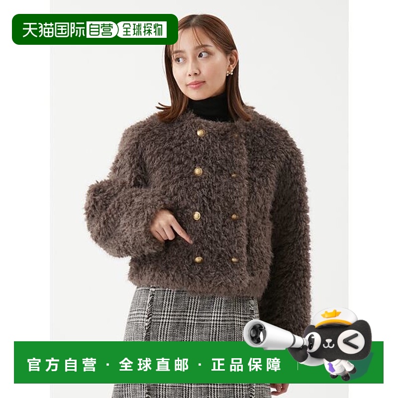 1h可退 日本直邮Mila Owen 女装金扣仿毛绒短款夹克 宽松设计 09W