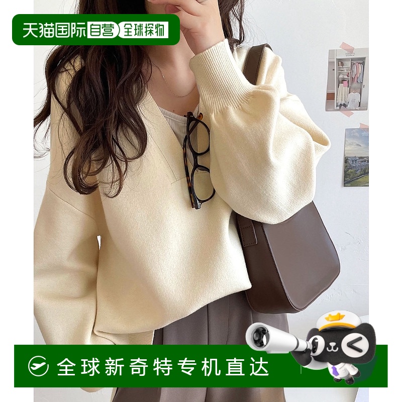 1h可退 日本直邮CLASSICAL ELF 女士毛衣长袖V领针织宽松女装 流