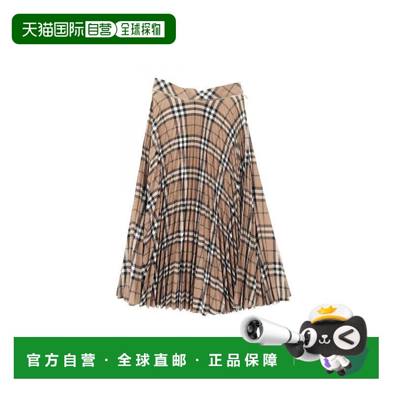 日本直邮中古Burberry博柏利女S级99新skirt裙子羊毛裙子棕色