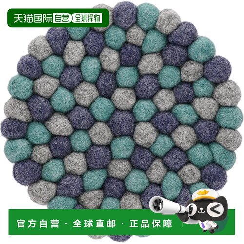 【日本直邮】丸真 尼泊尔手工羊毛毡彩色泡泡圆形隔热锅垫 039501