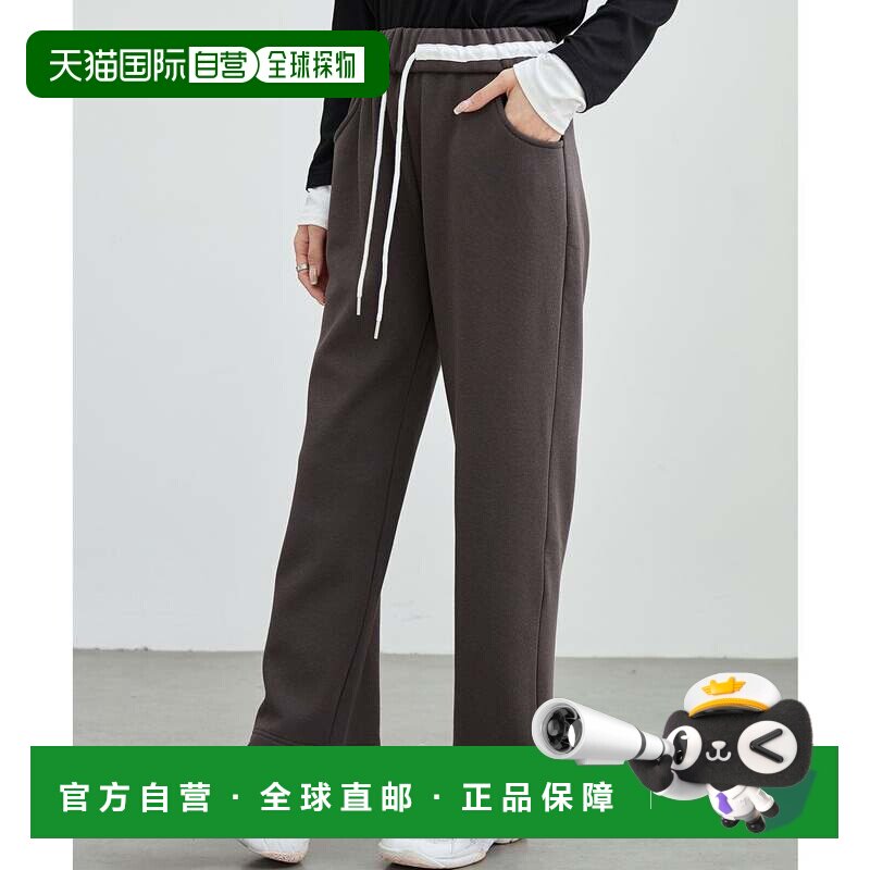 日本直邮Lace Ladies 休闲裤 抽绳腰围阔腿裤 卫裤深灰色