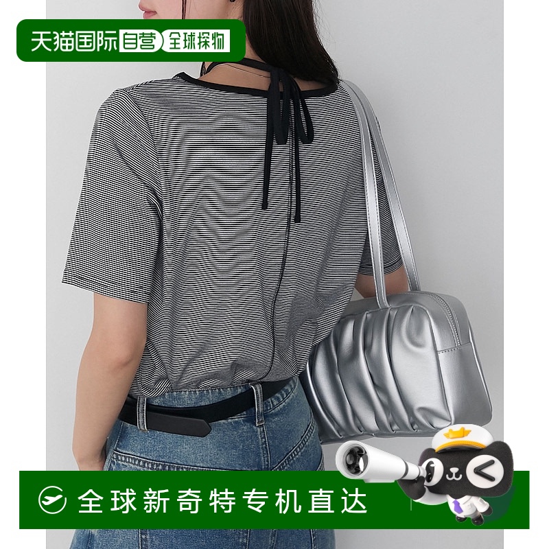 1h可退日本直邮forksy.女装细边条纹拼接蝴蝶结T恤 FOsc1323