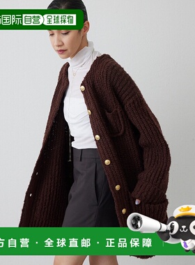 1h可退 日本直邮THE PAUSE 女装 宽松长款针织开衫 半高领金扣设