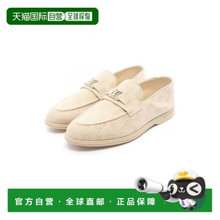 日本直邮中古LV路易威登男S级99新loafers乐福鞋牛仔布鞋浅褐色