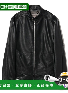 日本直邮beams 纯色拉链休闲皮衣 男款 黑色