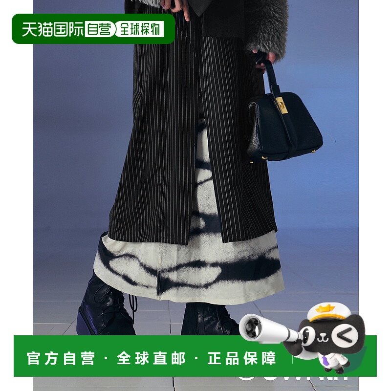 1h可退 日本直邮antiqua 女士3WAY条纹中长裙 OWT5026