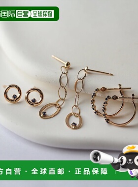 1h可退 日本直邮cui-cui 蓝宝石 黄金 耳环 轻奢金质 蓝色宝石 五