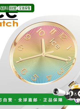 日本直邮ICE WATCH 女士腕表冰香槟色白色彩虹硅胶表带型号 ICE-0