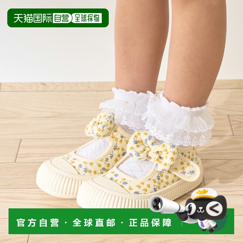 日本直邮KP品牌官方发货女童花朵印花蝴蝶结镂空透气运动鞋通园通