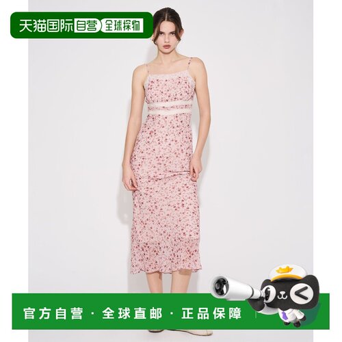 日本直邮DEICY 女装 雪纺满印花卉蕾丝吊带连衣裙【付后1h可退】