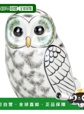 日本直邮九谷烧 3.2 号猫头鹰 白色摆设护身符猫头鹰礼物流行赠品