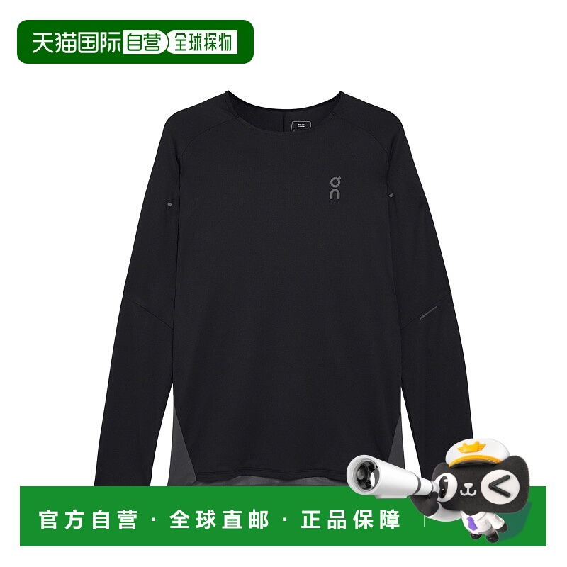 日潮跑腿ON昂跑 男子高性能长袖 T 恤 Black | Eclipse XS 1me102