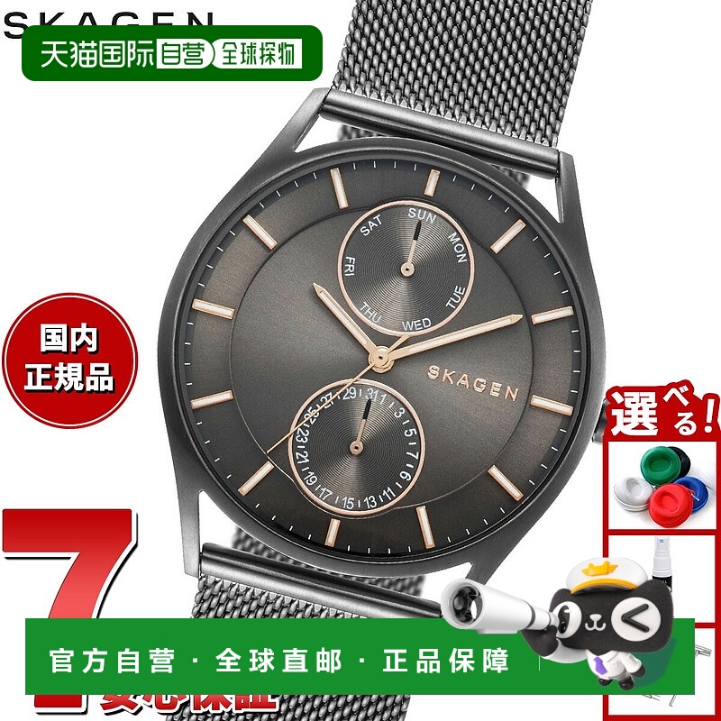 日本直邮Skagen 男士 HOLST 计时多功能手表（炭灰色钢网材质SKW6