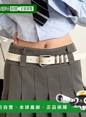 日本直邮florge 厚款银色边缘扣3点式皮革腰带 [FL8218EW07141]