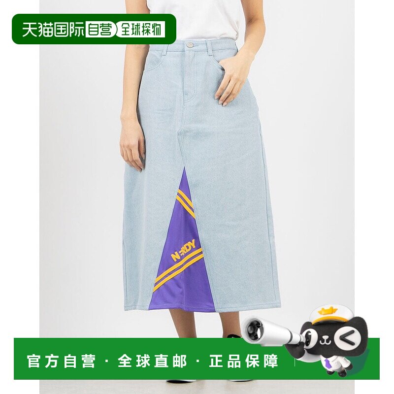 日本直邮NERDY 纽约 Track Mix 牛仔直筒裙 [NE8621EW000933] 黑