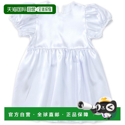 【日本直邮】Artec 柔软缎面泡泡袖连衣裙 白色 18337