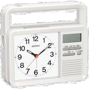 【日本直邮】精工电波数字闹钟防灾时钟收音机LED手电手机充电 浅