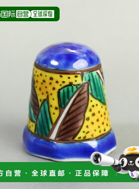 日本直邮九谷烧顶针 67万年蓝色额川孝之装饰品顶针 护身符 九谷