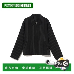 拉链外套 1h可退 羊毛麻拼接条纹短款 男士 日本直邮QUATTROCCHI