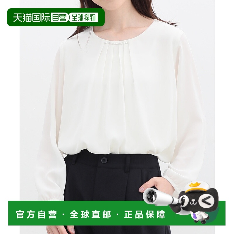 1h可退 日本直邮GLACIER 女士珍珠装饰宽松长袖衬衫 S-3L 5806199