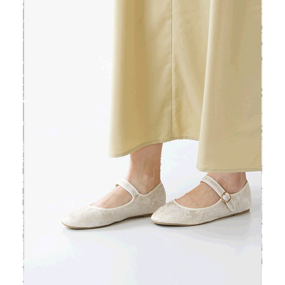 【日本直邮】Menue menue绑带芭蕾舞鞋（4222乳白色提花）女鞋