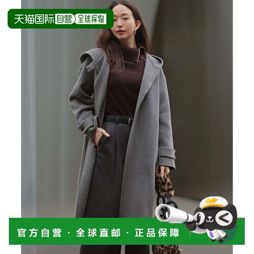 日本直邮23区 见上爱同款MANTECO Pure River长款连帽大衣 中灰色