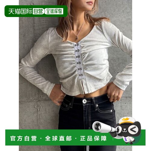 日本直邮GYDA 女装 短款钩扣褶皱上衣 0726227539针织衫
