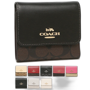 日本直邮Coach蔻驰女士三折迷你钱包证件夹简约老花 FCE930新款