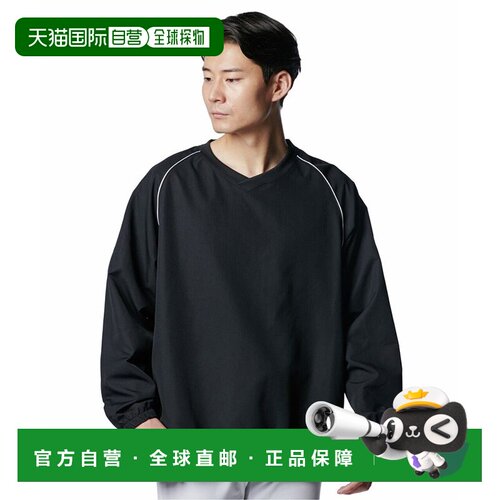 日本直邮Under Armour Logo印花V领宽松套头长袖卫衣 男款 黑色