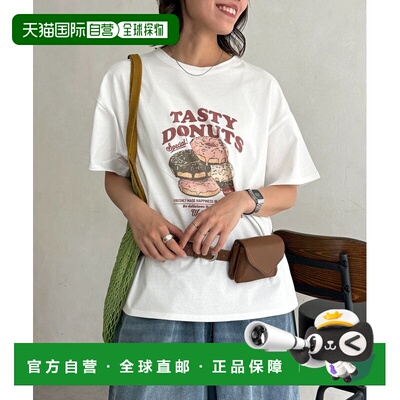 日本直邮CPCM 女装 复古做旧印花半袖T恤 PGL1061606A0008