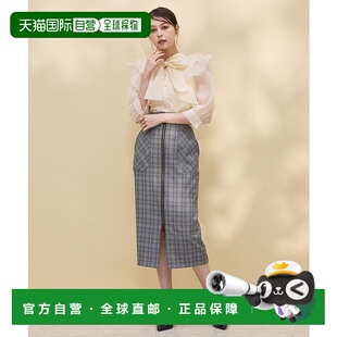 1h可退 日本直邮Swingle 女士日制I型剪裁显瘦口袋设计格纹包臀半