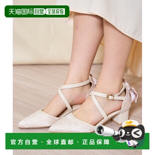 1h可退 日本直邮WILLSELECTION 女装 闪亮蕾丝交叉带后系带粗跟优