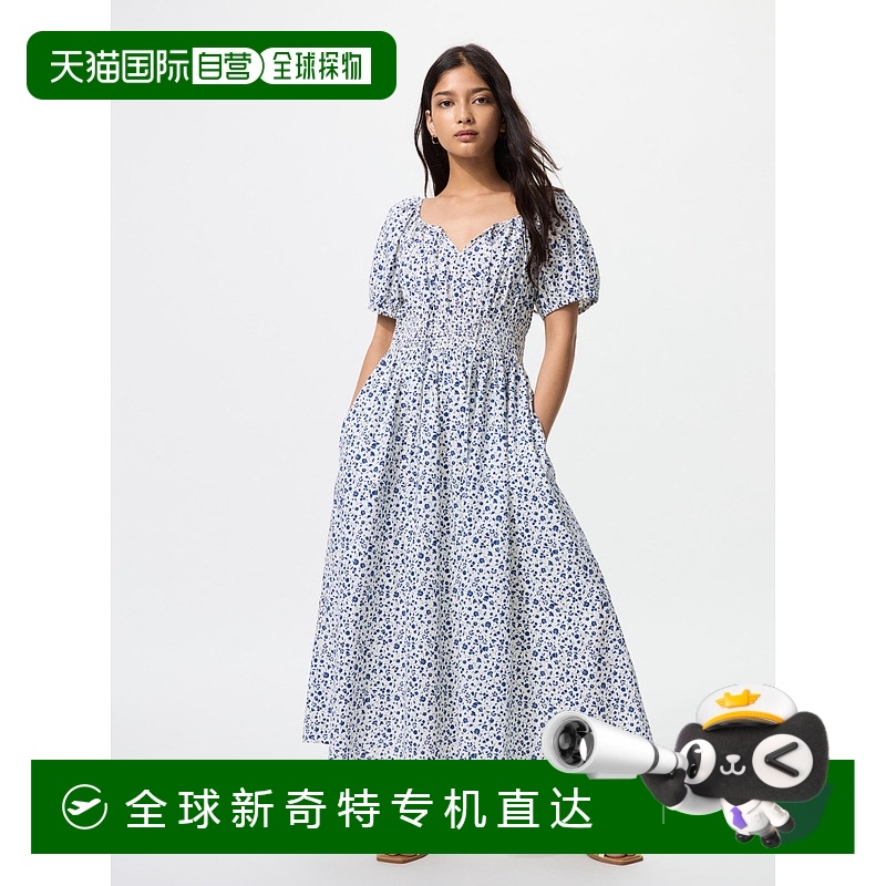 日潮跑腿UNIQLO优衣库 宽松短袖碎花连衣裙 01 OFF WHITE Free 47
