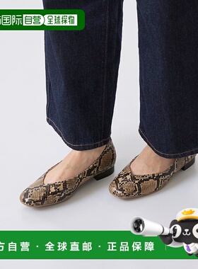 日本直邮Menue V领方头堆叠跟女鞋 黑色乐福鞋 ME8623BW02708单鞋