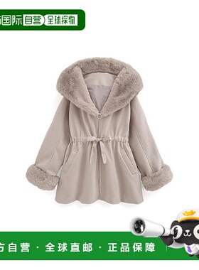 日本直邮日潮 GRL毛绒帽子抽绳丝带外套kz575披肩