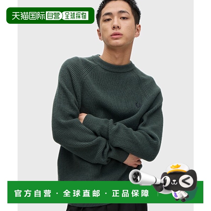 1h可退 日本直邮FRED PERRY 男女同款 全羊毛宽松半袖针织衫 拉链