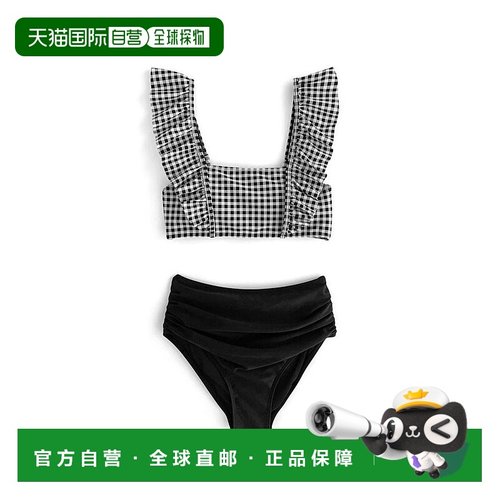 日本直邮日潮 GRL格子纹荷叶边比基尼泳衣se410新款